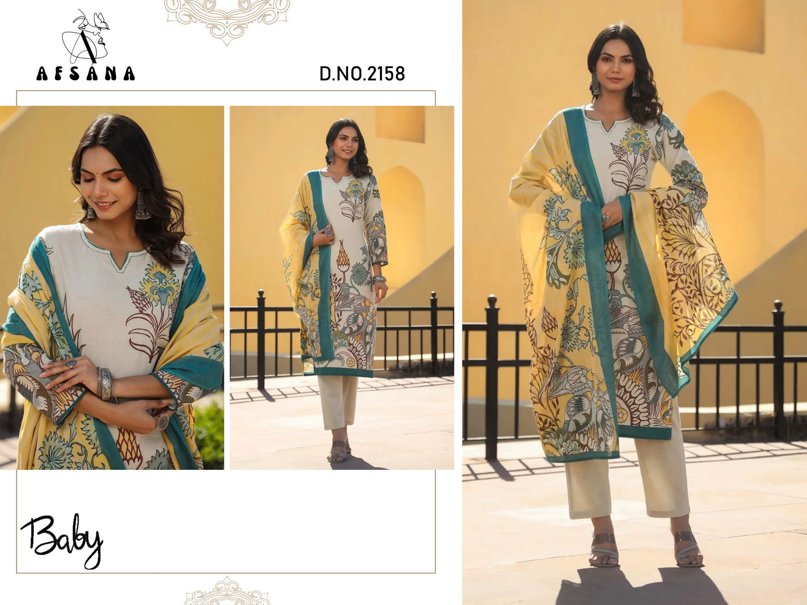 Baby By Afsana Muslin Digital Printed Top With Bottom Dupatta Wholesale Online
